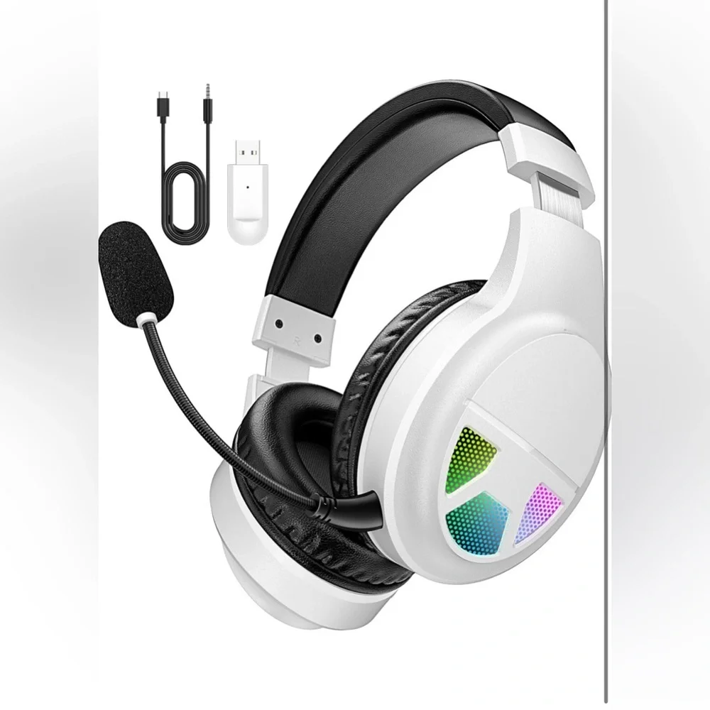 White Gaming Headset with RGB Lights